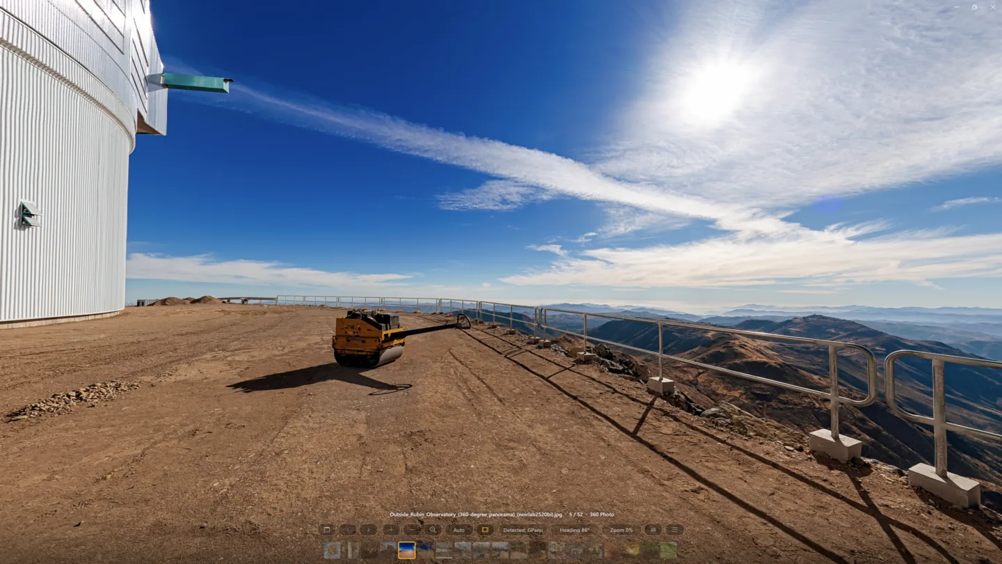 A 360° photo of an observatory on a mountain top open in Ember's panorama viewer